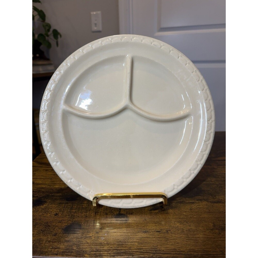 Vintage Syracuse China USA 3-Section Divided Grill Plate Ivory Restaurant Ware